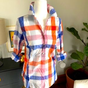 J Crew Plaid Popover Button Down